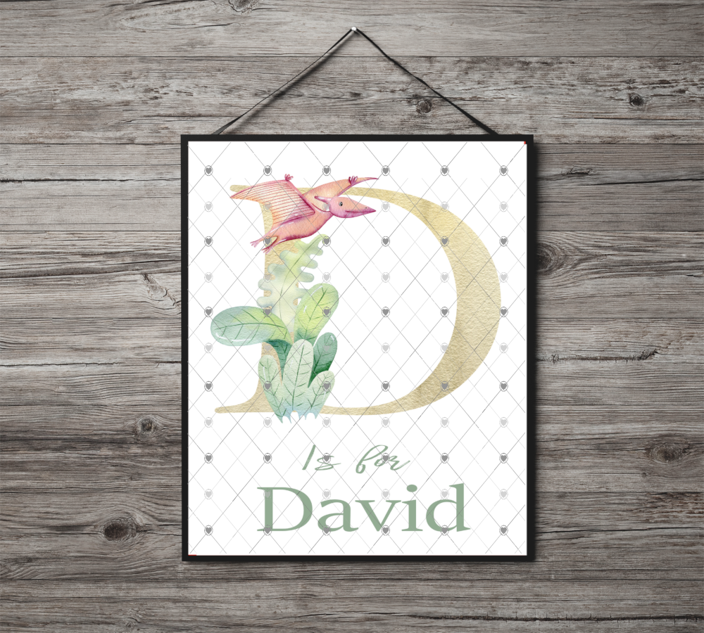 Dinosaur Initial Name Print, Letter D Custom Print, Letter D - Click Image to Close